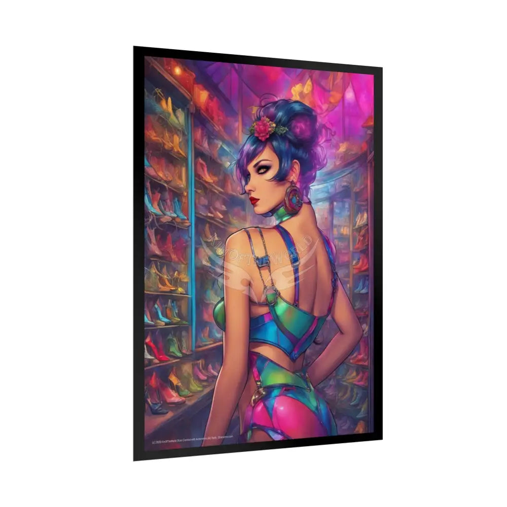 Cute Colorful Girl Rolled Posters — Sexy Seductive Wall Art Poster