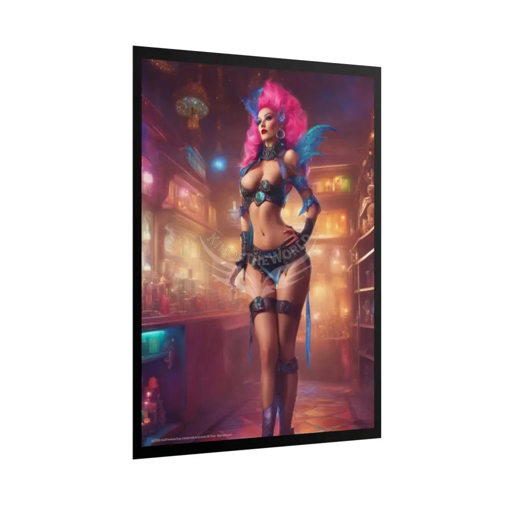 Cute Colorful Girl Rolled Posters — Sexy Seductive Wall Art Poster