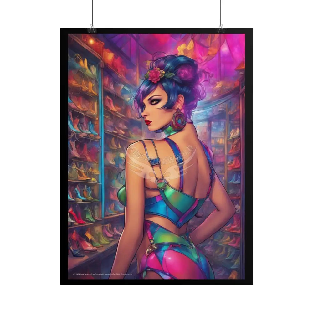 Cute Colorful Girl Rolled Posters — Sexy Seductive Wall Art Poster