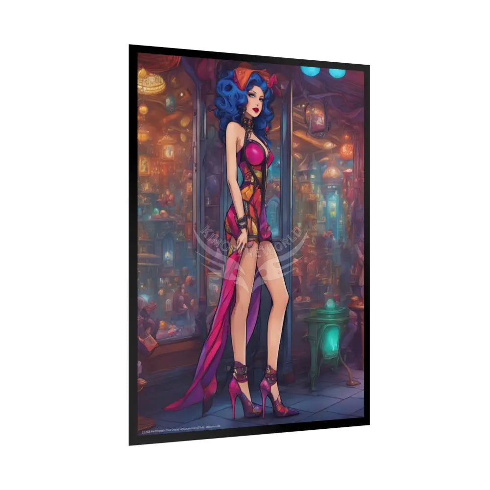 Cute Colorful Girl Rolled Posters — Sexy Seductive Wall Art Poster