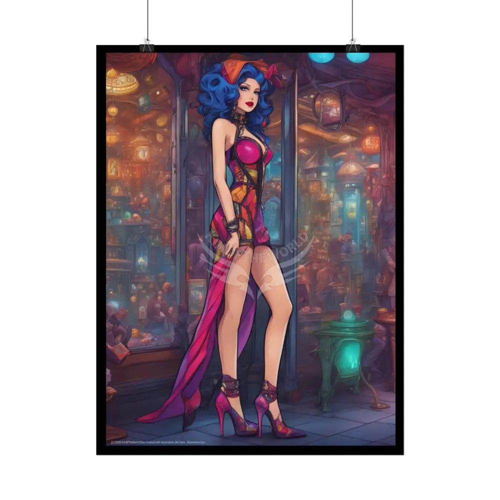 Cute Colorful Girl Rolled Posters — Sexy Seductive Wall Art Poster