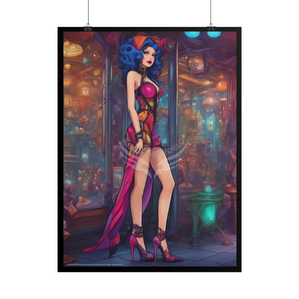 Cute Colorful Girl Rolled Posters — Sexy Seductive Wall Art Poster
