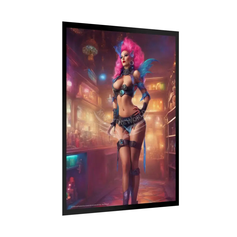 Cute Colorful Girl Rolled Posters — Sexy Seductive Wall Art Poster