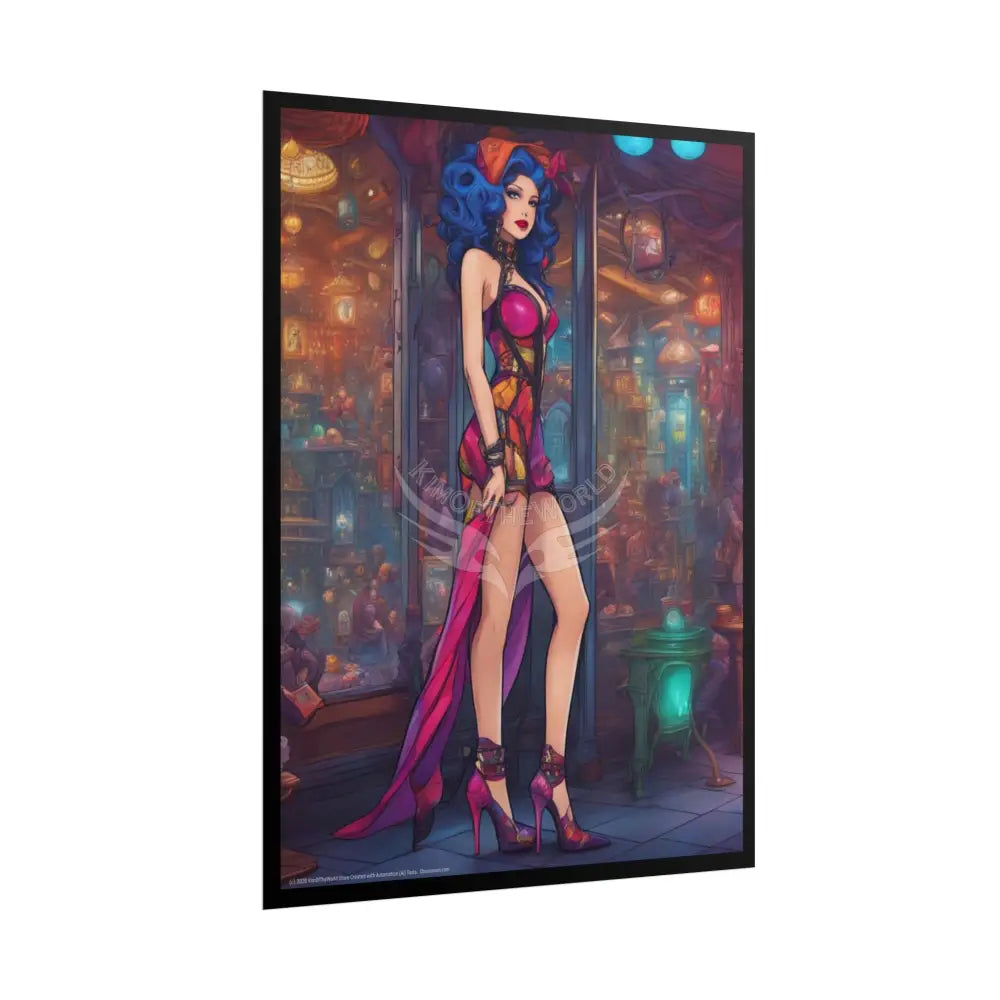 Cute Colorful Girl Rolled Posters — Sexy Seductive Wall Art Poster