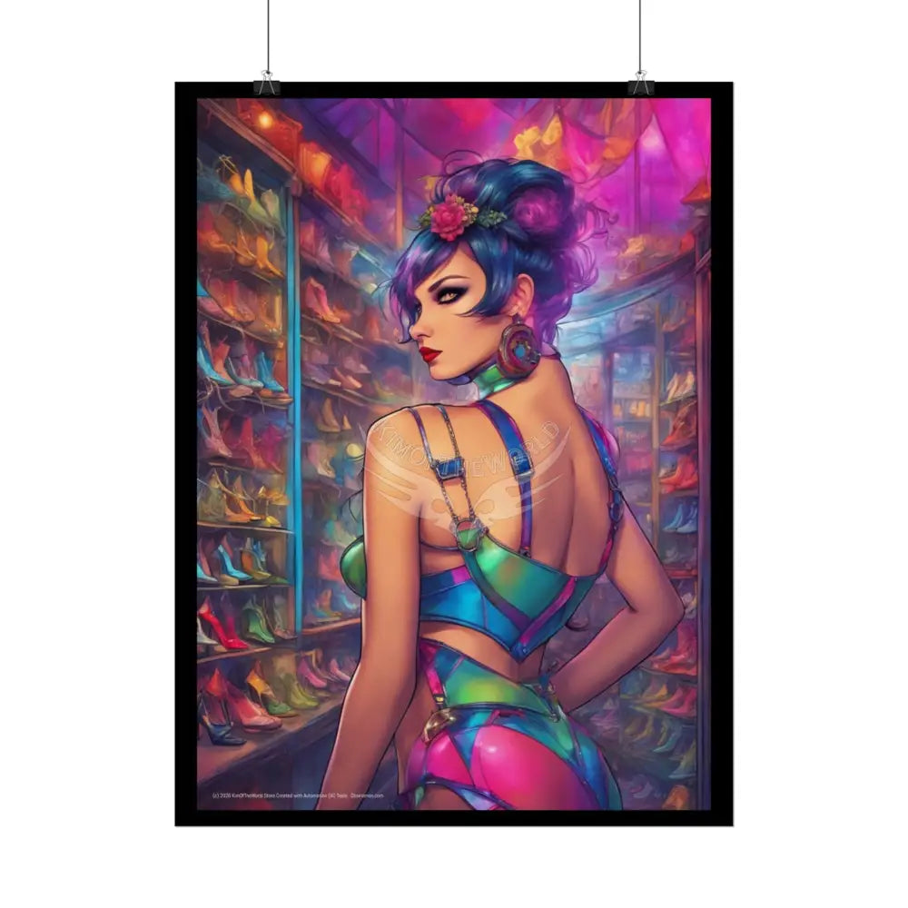 Cute Colorful Girl Rolled Posters — Sexy Seductive Wall Art Poster