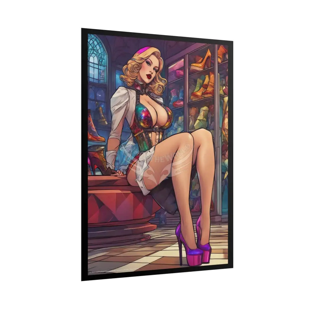 Cute Colorful Girl Rolled Posters — Sexy Seductive Wall Art Poster