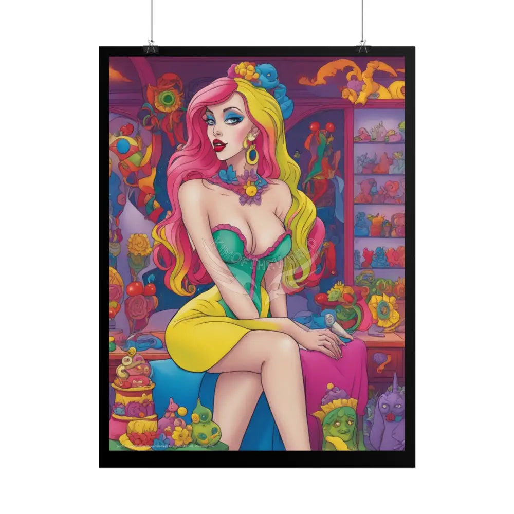 Cute Colorful Girl Rolled Posters — Sexy Seductive Wall Art Poster