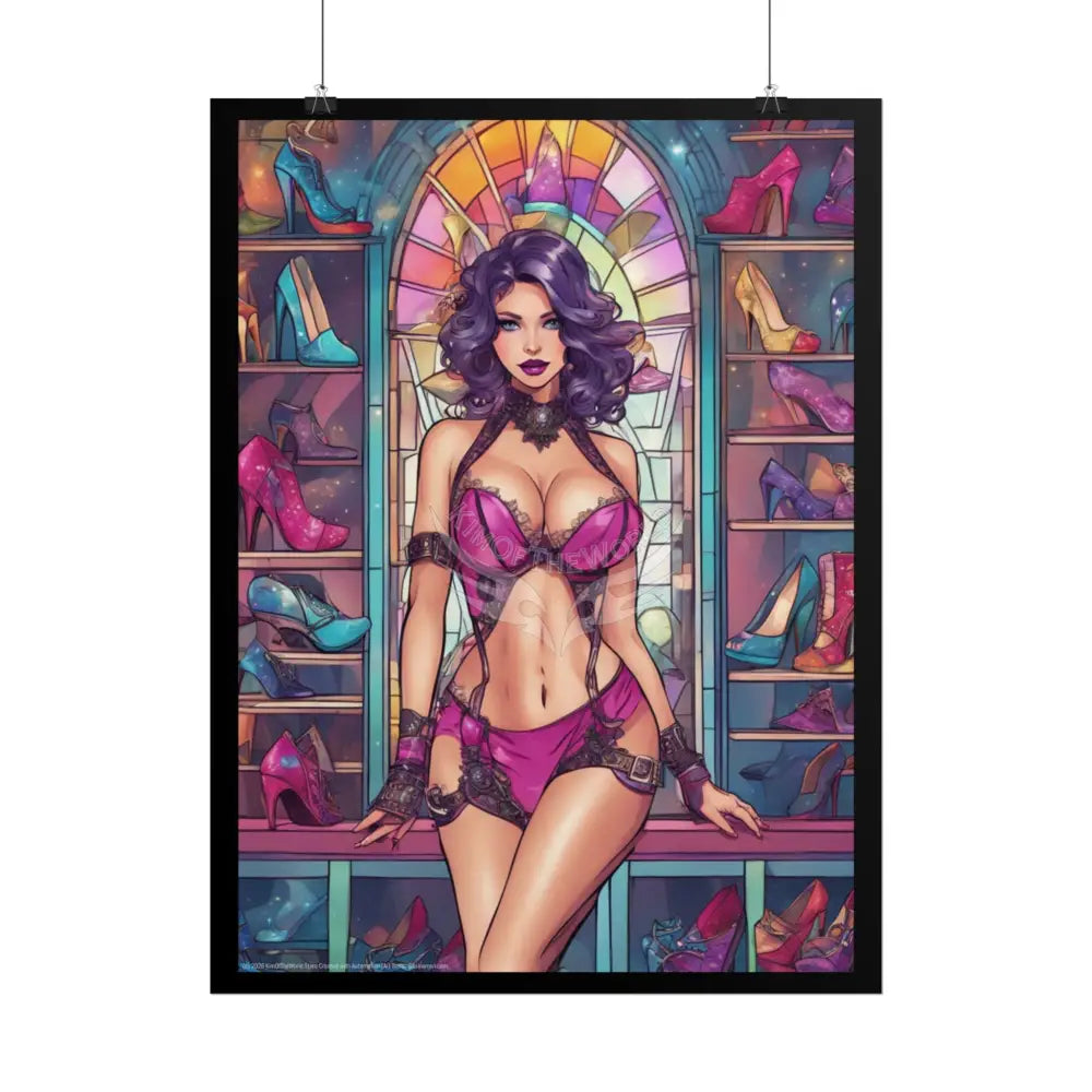 Cute Colorful Girl Rolled Posters — Sexy Seductive Wall Art Poster