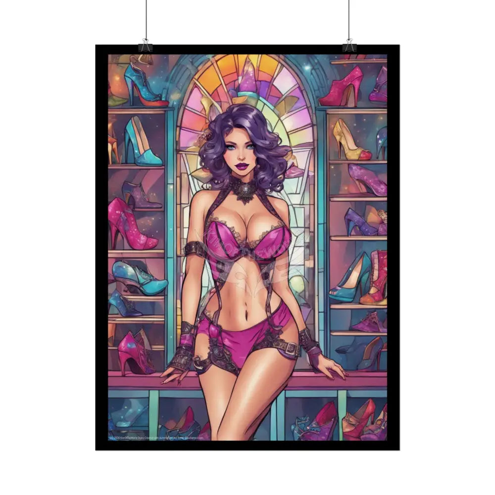 Cute Colorful Girl Rolled Posters — Sexy Seductive Wall Art Poster
