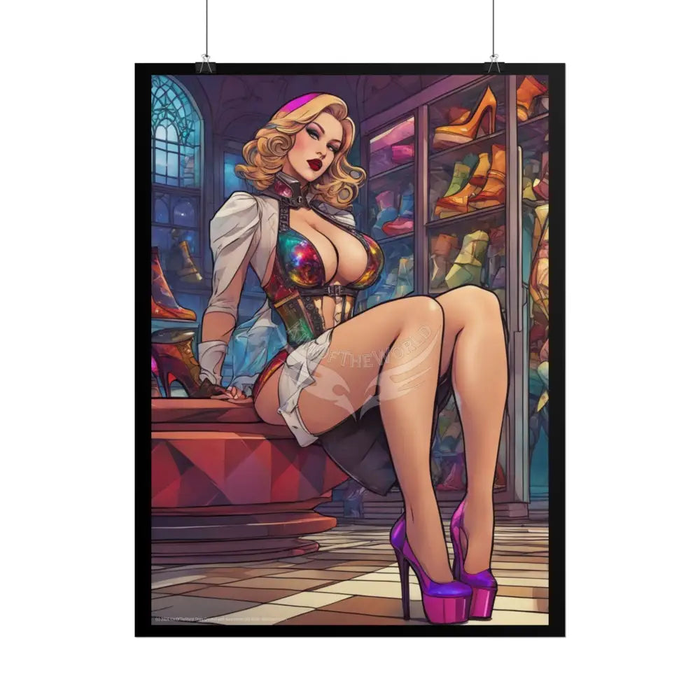 Cute Colorful Girl Rolled Posters — Sexy Seductive Wall Art Poster