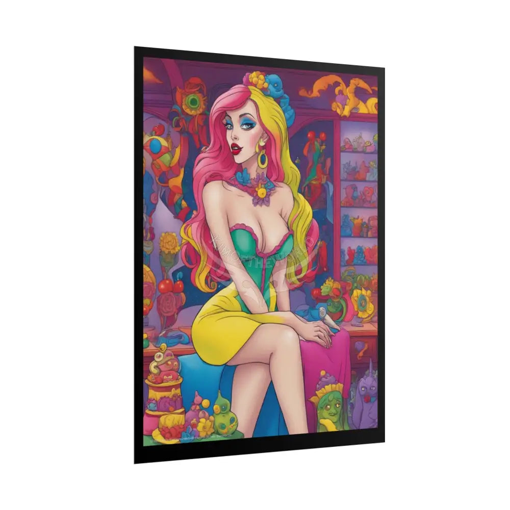 Cute Colorful Girl Rolled Posters — Sexy Seductive Wall Art Poster