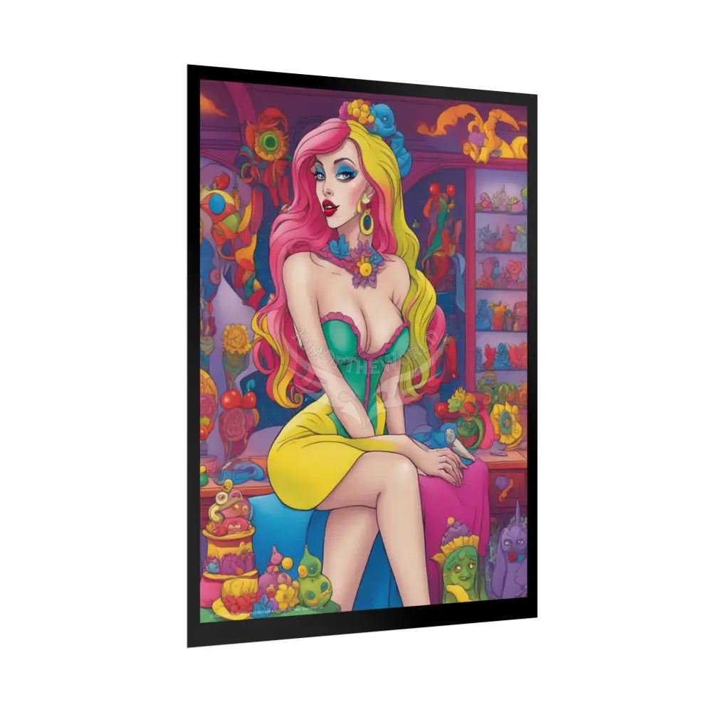 Cute Colorful Girl Rolled Posters — Sexy Seductive Wall Art Poster