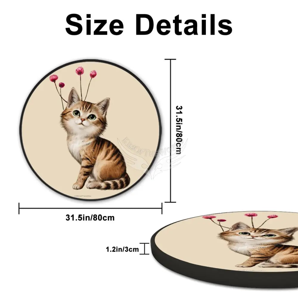 Cute Kitten Art - Large Round Framed Canvas Prints Wall Art 32’’ Wall Art