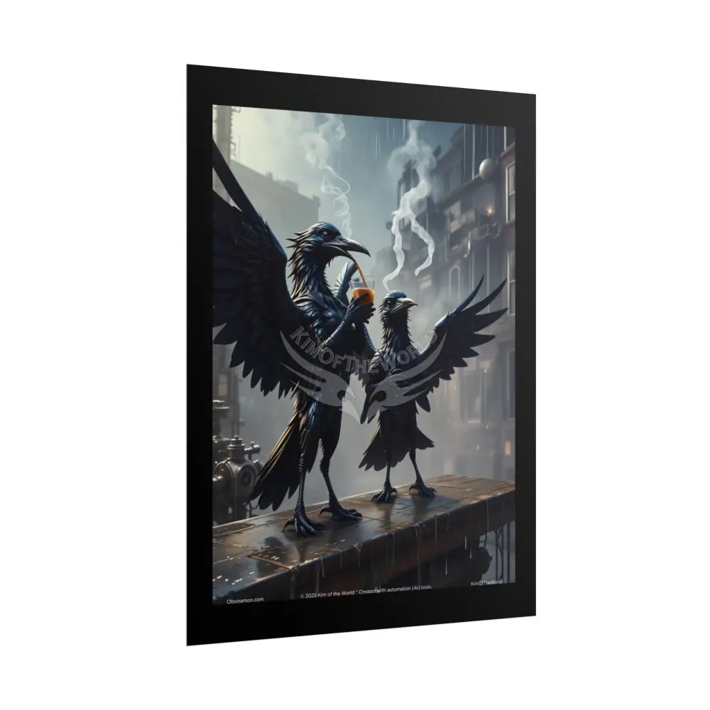 Cute Partying Playful Crows & Ravens Birds Poster Poster
