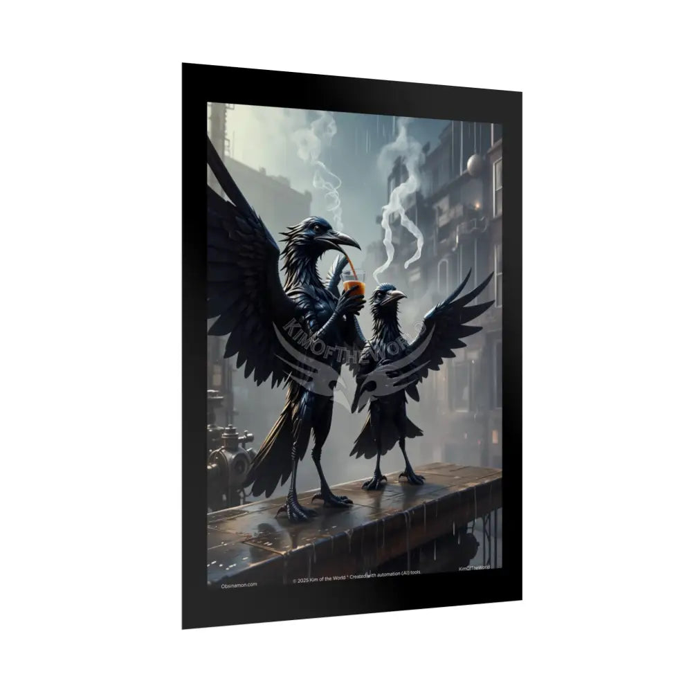 Cute Partying Playful Crows & Ravens Birds Poster Poster