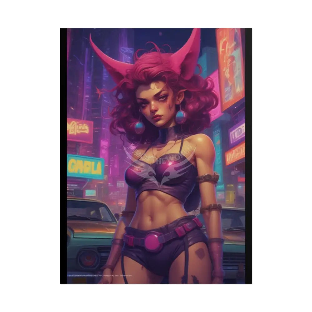 CyberPunk Dragon Fae Girl Sci Fi Horror Female Art Print - Rolled Poster 18″ x 24″ (Vertical) / Matte Poster