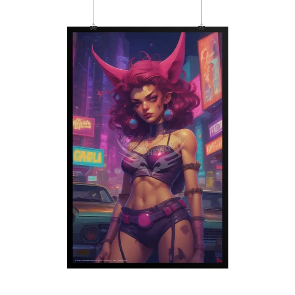 CyberPunk Dragon Fae Girl Sci Fi Horror Female Art Print - Rolled Poster Poster