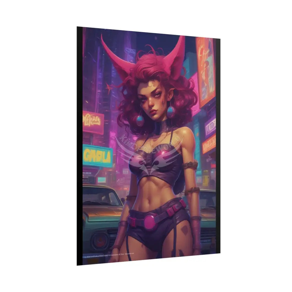 CyberPunk Dragon Fae Girl Sci Fi Horror Female Art Print - Rolled Poster Poster