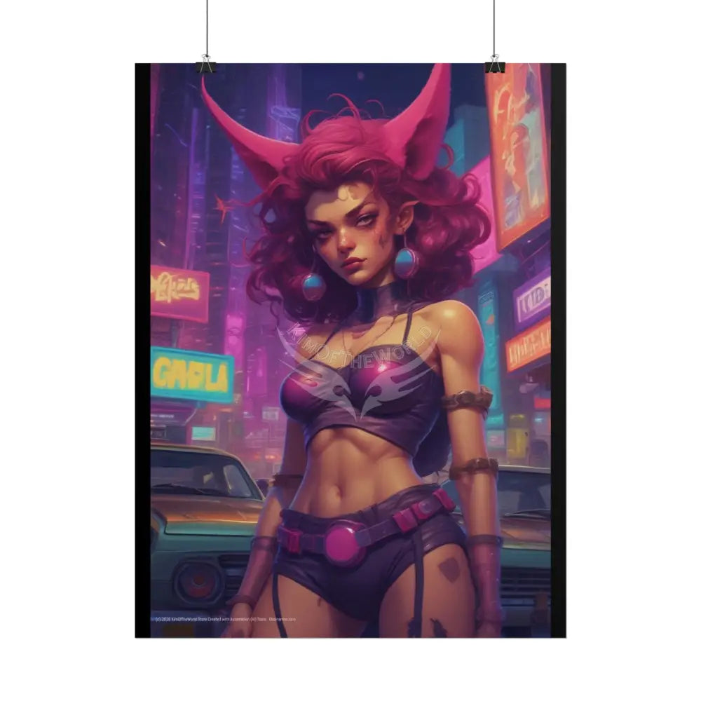 CyberPunk Dragon Fae Girl Sci Fi Horror Female Art Print - Rolled Poster Poster