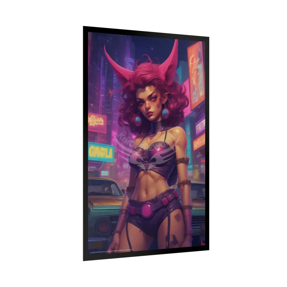 CyberPunk Dragon Fae Girl Sci Fi Horror Female Art Print - Rolled Poster Poster