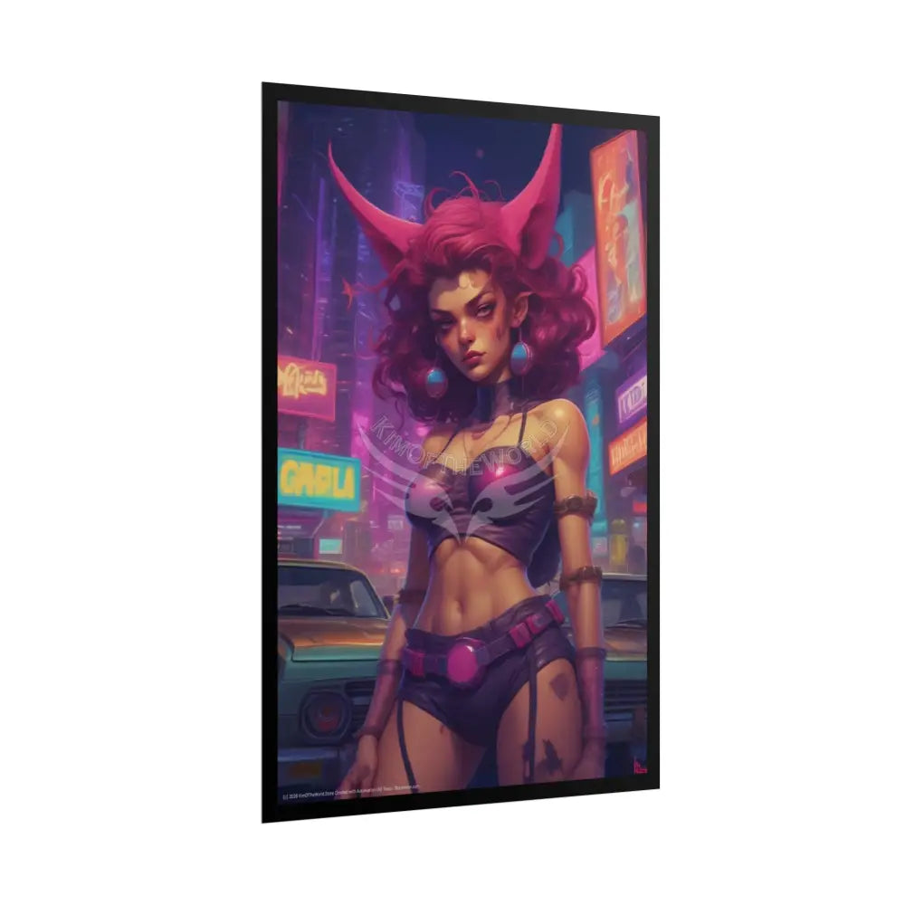 CyberPunk Dragon Fae Girl Sci Fi Horror Female Art Print - Rolled Poster Poster