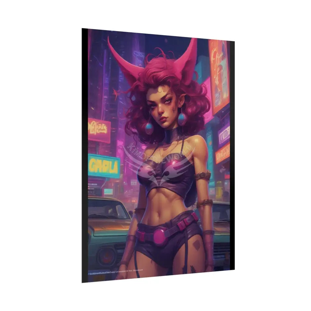 CyberPunk Dragon Fae Girl Sci Fi Horror Female Art Print - Rolled Poster Poster