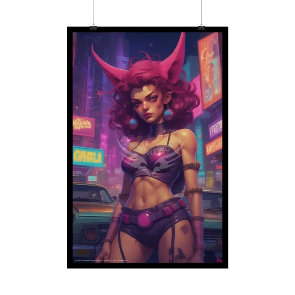 CyberPunk Dragon Fae Girl Sci Fi Horror Female Art Print - Rolled Poster Poster