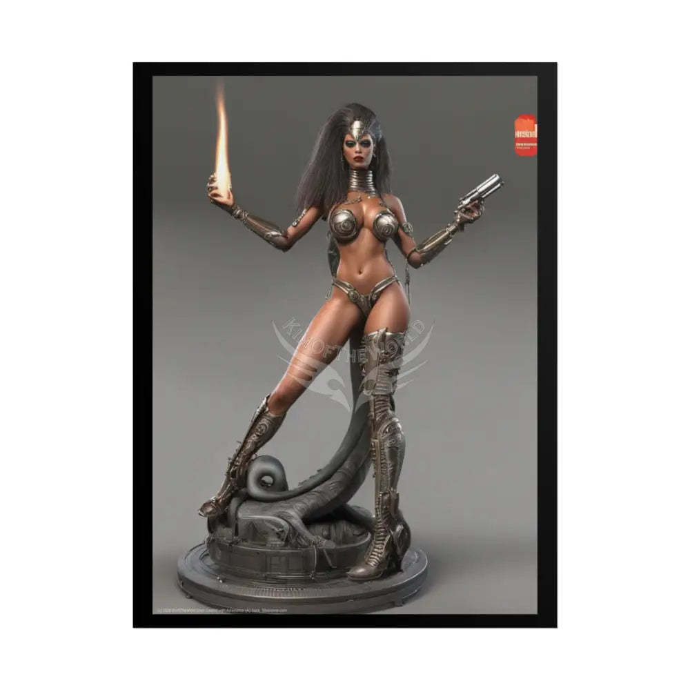 Cyborg Warrior Lady Fashion Tall Girlfriend Giantess Girl Rolled Posters — Subtle AI Girl Wall Art 18″ x 24″ (Vertical)
