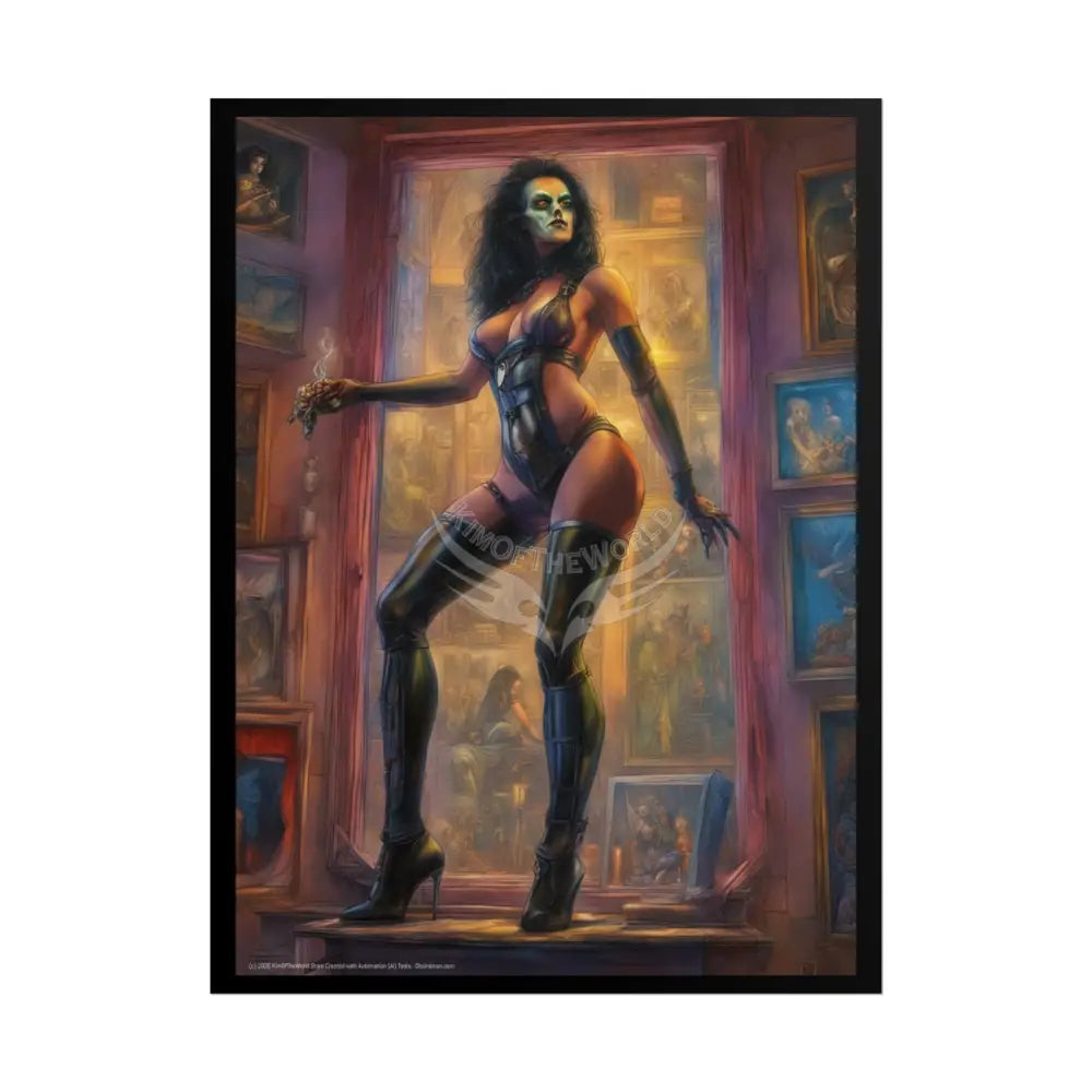 Cyborg Warrior Lady Fashion Tall Girlfriend Giantess Girl Rolled Posters — Subtle AI Girl Wall Art 18″ x 24″ (Vertical)