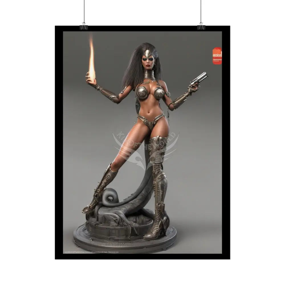 Cyborg Warrior Lady Fashion Tall Girlfriend Giantess Girl Rolled Posters — Subtle AI Girl Wall Art Poster