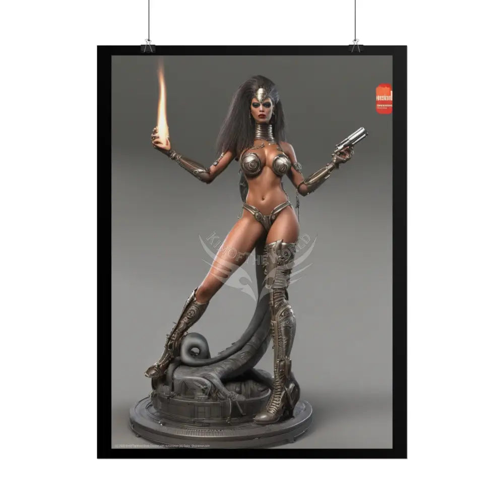 Cyborg Warrior Lady Fashion Tall Girlfriend Giantess Girl Rolled Posters — Subtle AI Girl Wall Art Poster