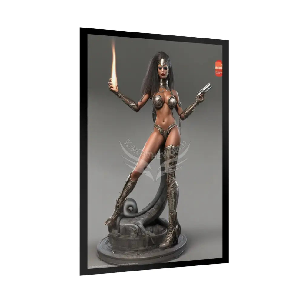 Cyborg Warrior Lady Fashion Tall Girlfriend Giantess Girl Rolled Posters — Subtle AI Girl Wall Art Poster