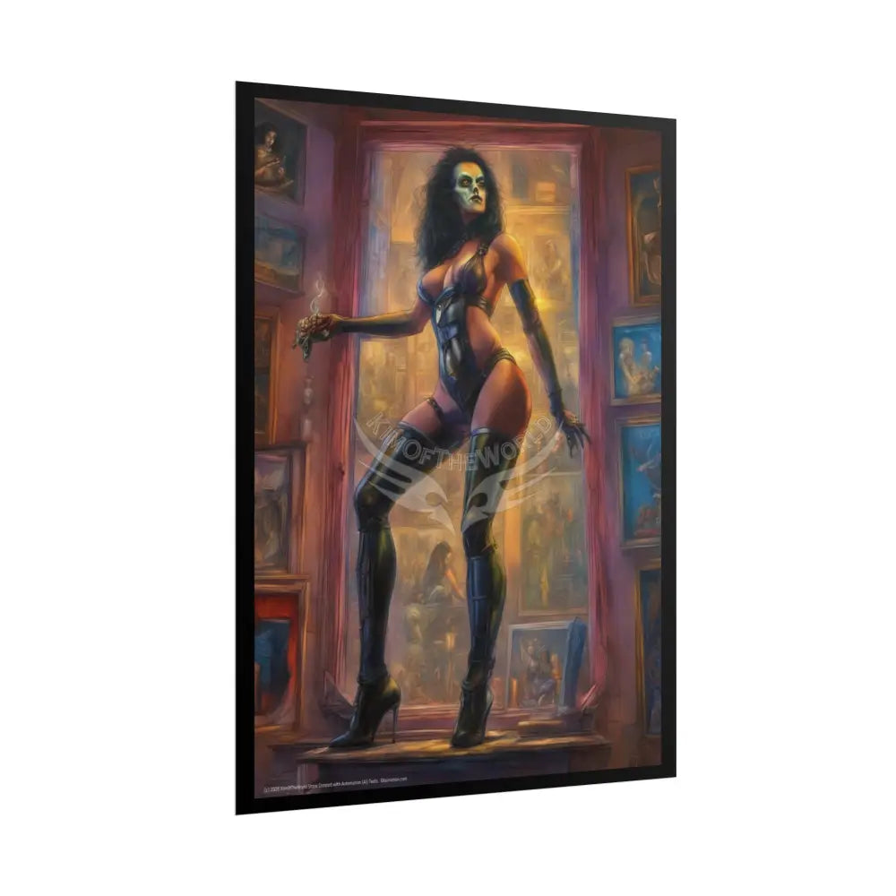 Cyborg Warrior Lady Fashion Tall Girlfriend Giantess Girl Rolled Posters — Subtle AI Girl Wall Art Poster