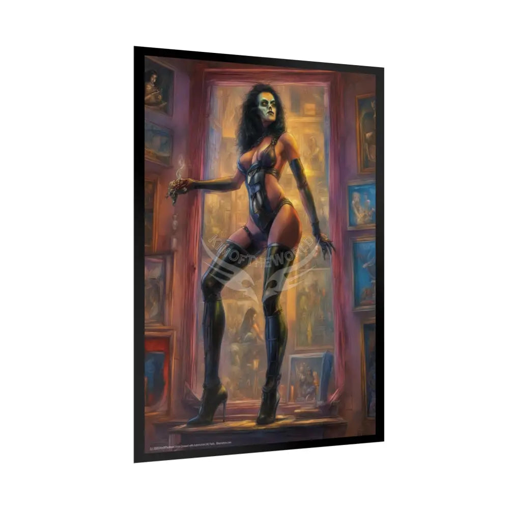 Cyborg Warrior Lady Fashion Tall Girlfriend Giantess Girl Rolled Posters — Subtle AI Girl Wall Art Poster