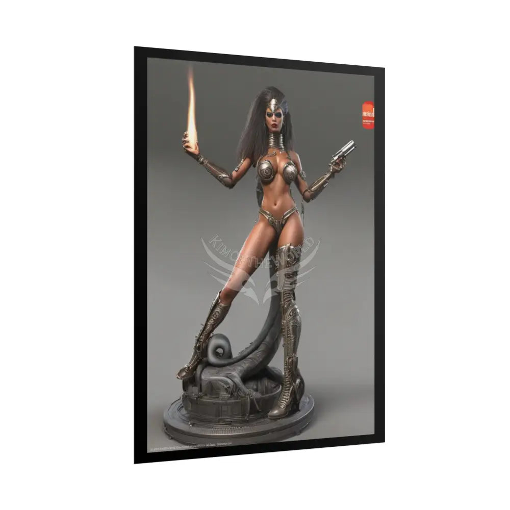 Cyborg Warrior Lady Fashion Tall Girlfriend Giantess Girl Rolled Posters — Subtle AI Girl Wall Art Poster
