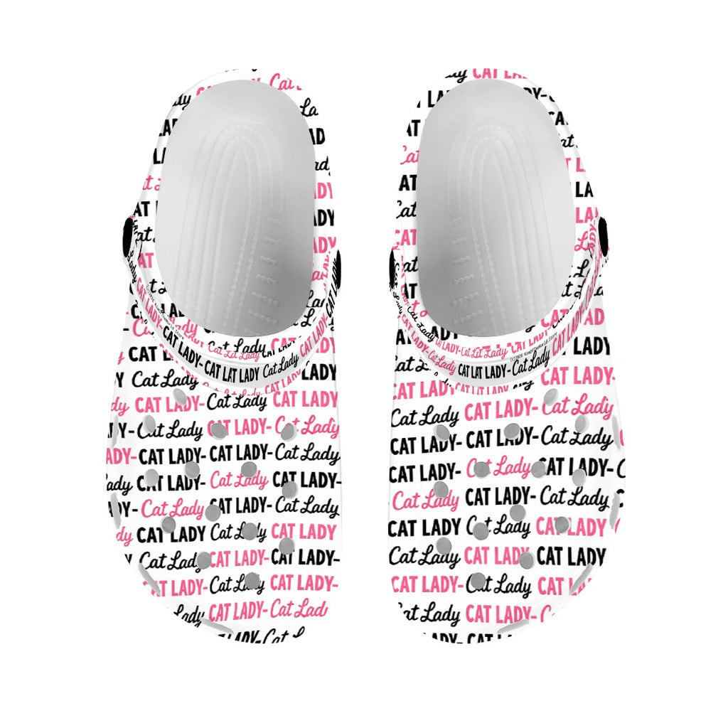 Cat Lady Black and Pink Print Women's Classic EVA Clogs (AOP)