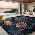 Dark Blue Teal Steampunk Floral 3D 10 ft x 8 ft Large Area Rug Floor Carpet 120’’x96’’ Rugs & Mats