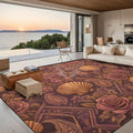 Dark Copper 3D Floral Shells Diamonds 10 ft x 8 ft Large Area Rug Floor Carpet (5:4) 120’’x96’’ Rugs & Mats