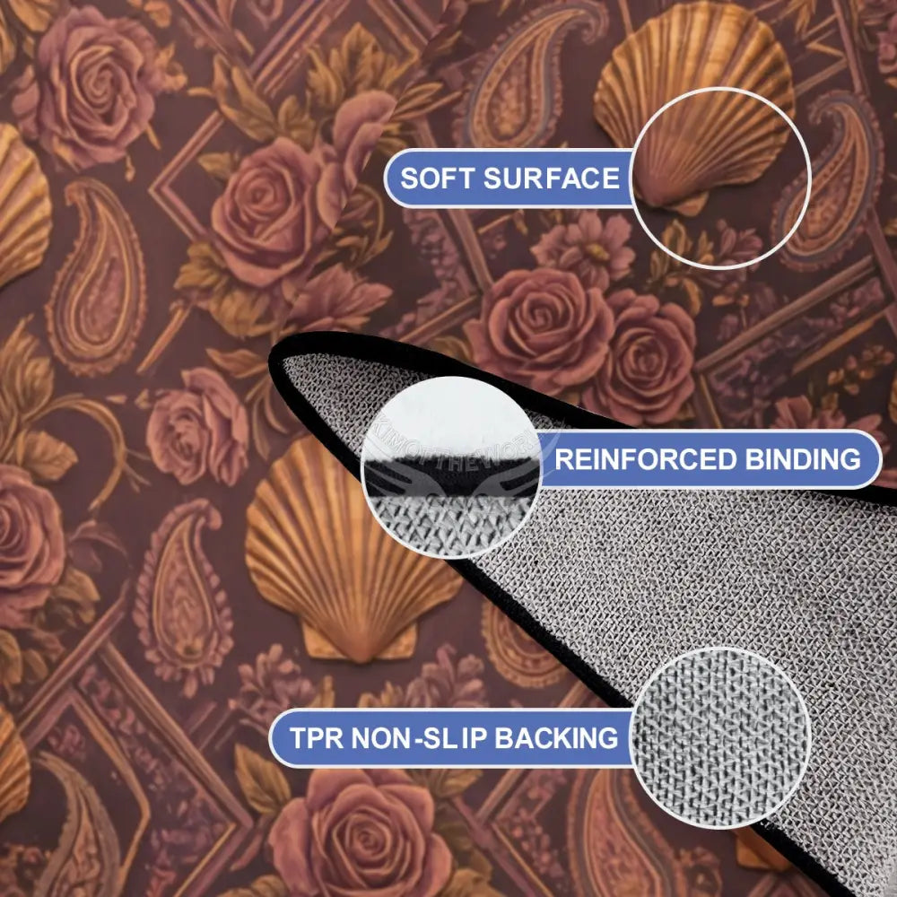 Dark Copper 3D Floral Shells Diamonds 10 ft x 8 ft Large Area Rug Floor Carpet (5:4) 120’’x96’’ Rugs & Mats