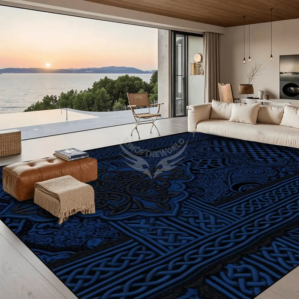 Dark Navy Lace Design 10 ft x 8 ft Large Area Rug Floor Carpet 120’’x96’’ Rugs & Mats