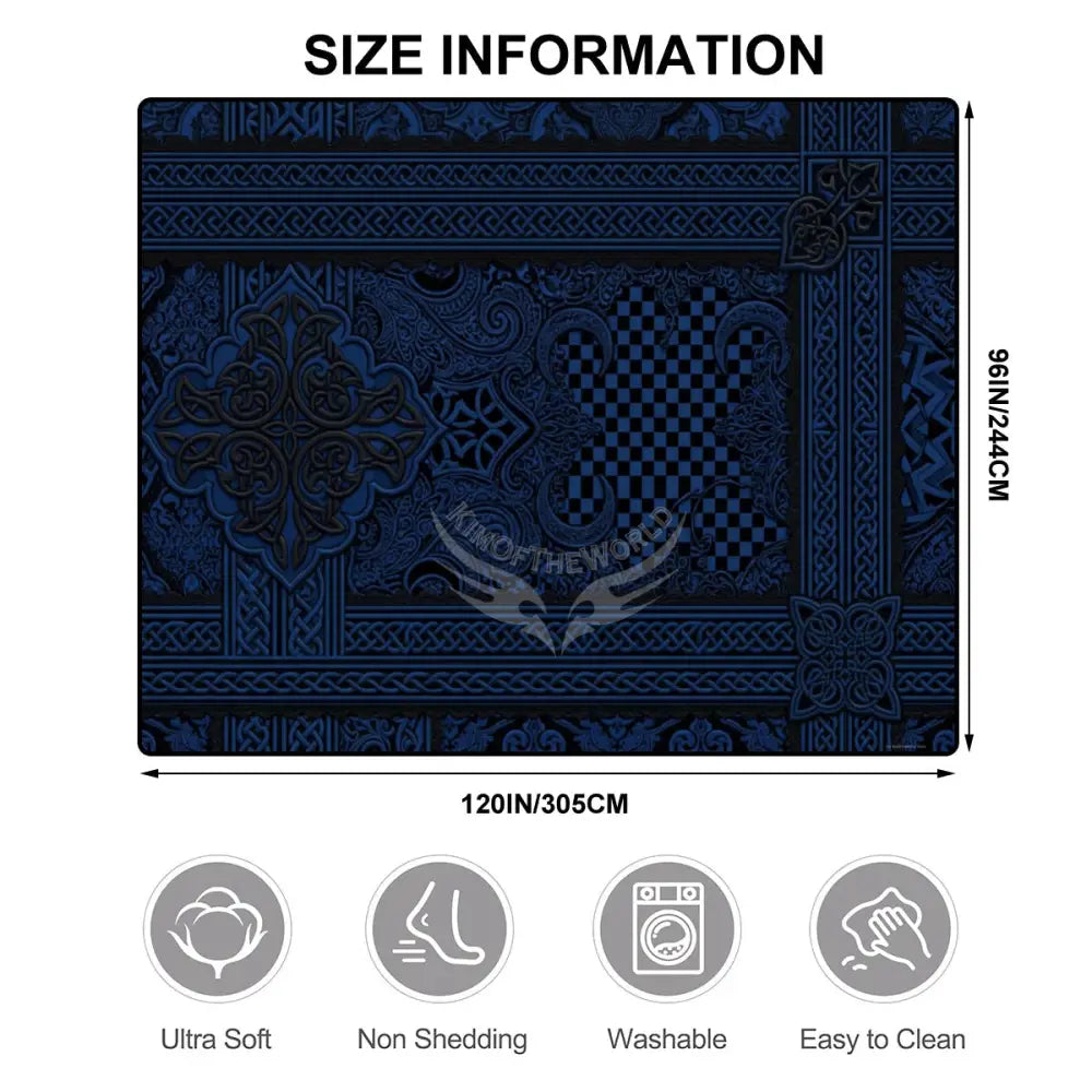 Dark Navy Lace Design 10 ft x 8 ft Large Area Rug Floor Carpet 120’’x96’’ Rugs & Mats
