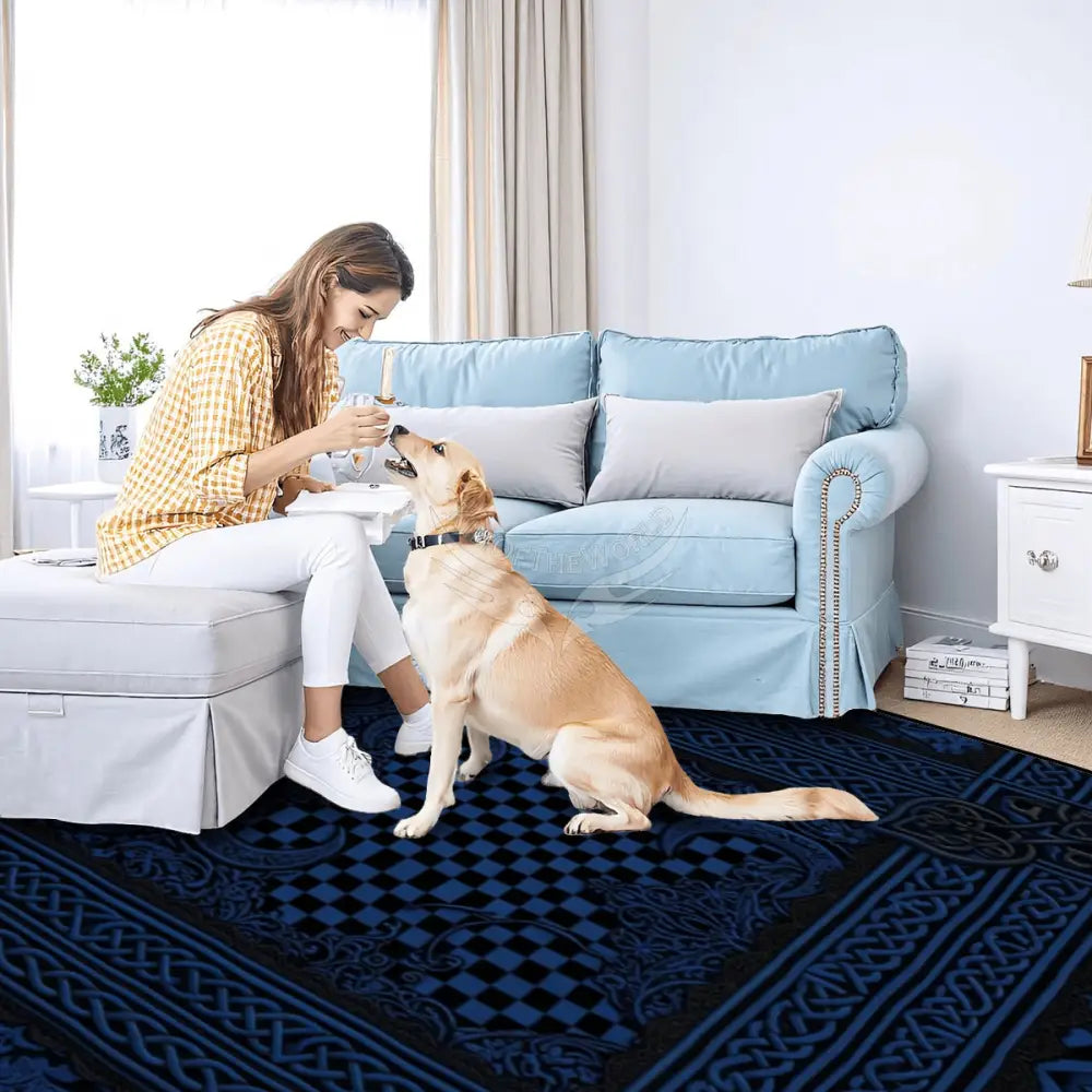 Dark Navy Lace Design 10 ft x 8 ft Large Area Rug Floor Carpet 120’’x96’’ Rugs & Mats