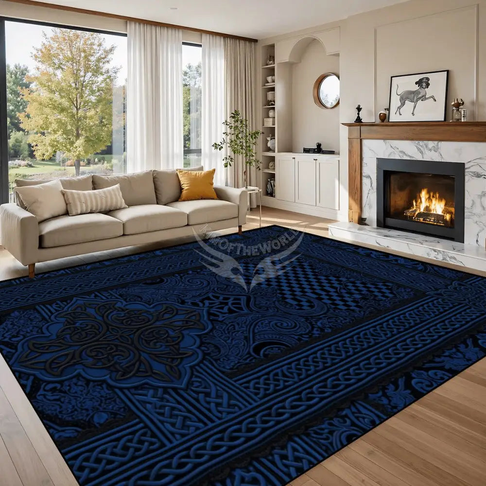 Dark Navy Lace Design 10 ft x 8 ft Large Area Rug Floor Carpet 120’’x96’’ Rugs & Mats