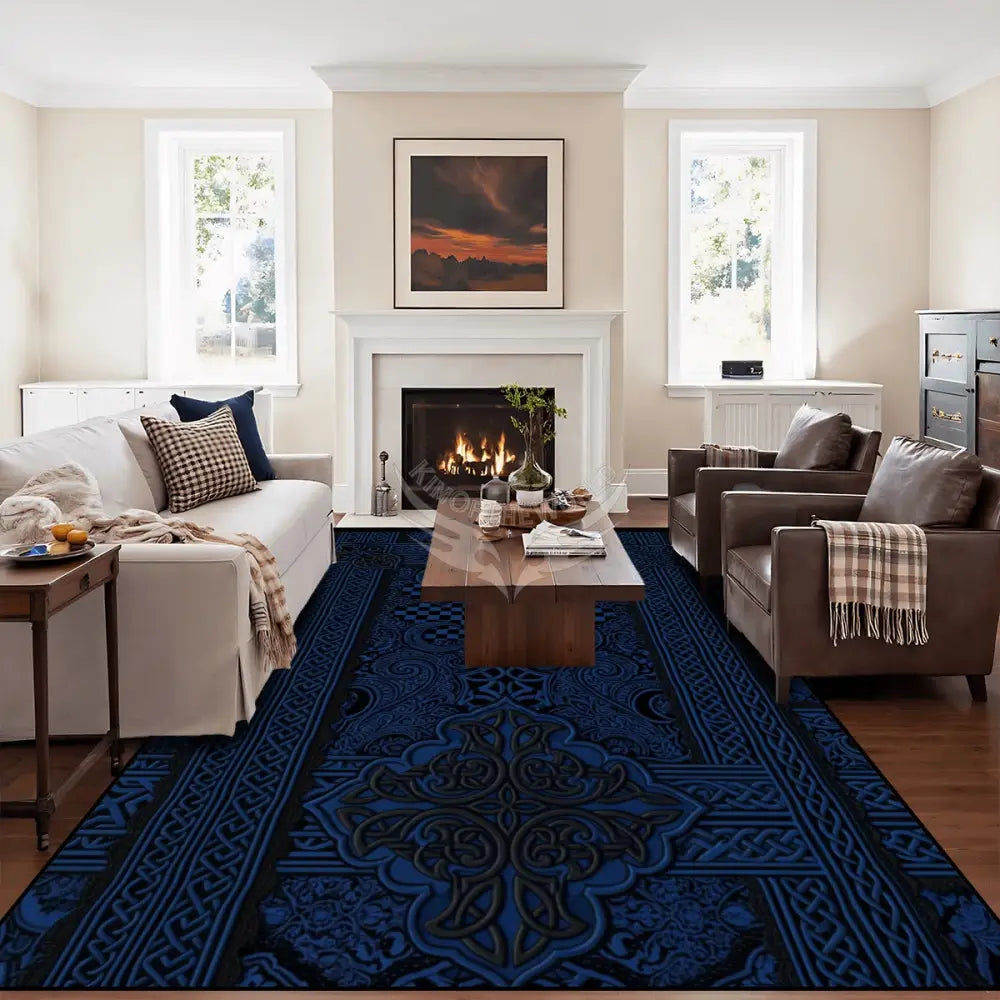 Dark Navy Lace Design 10 ft x 8 ft Large Area Rug Floor Carpet 120’’x96’’ Rugs & Mats