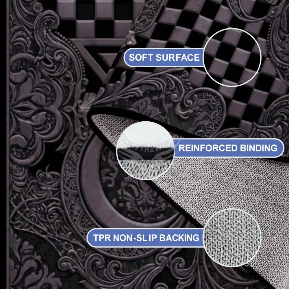 Dark Purple Steampunk and Black Crescent Moon Design Large Area Rug Floor Carpet 10 ft x 8 ft 120’’x96’’ Rugs & Mats