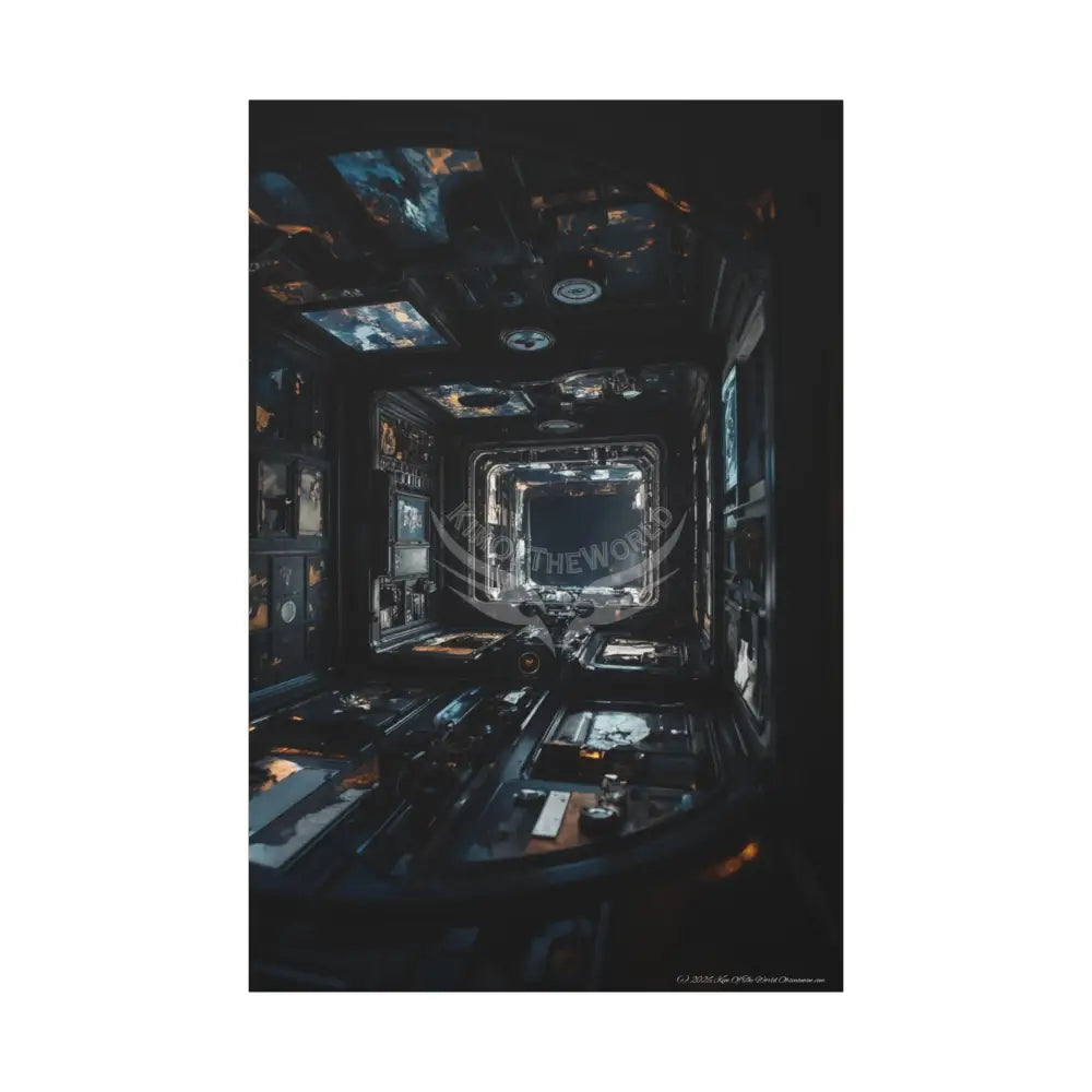 Dark Sci Fi Lens Cosmic Modern Tech Black Iridescent Block Canvas Print — Dimensional Wall Art 40’’ x 60’’ (Vertical)