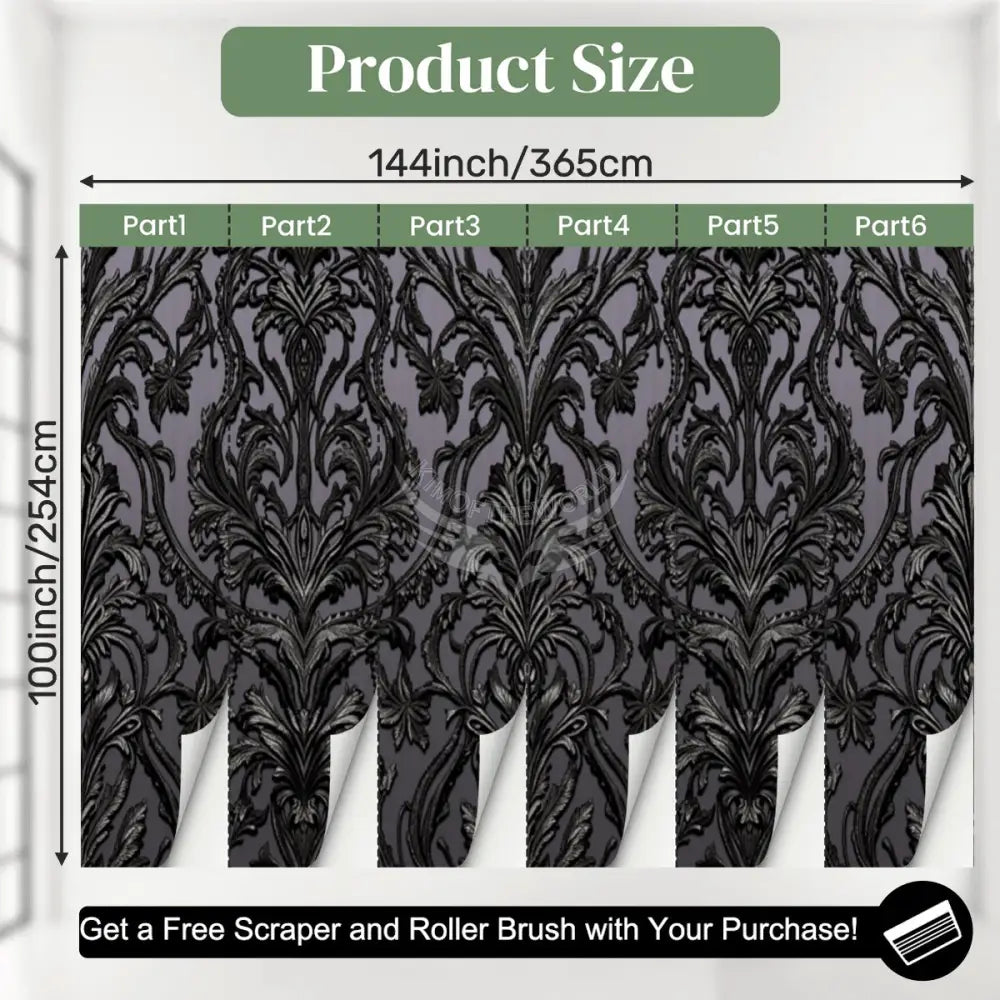 Dark Steampunk 3D Damask Unpasted Mural Wallpaper 144’’x100’’ - 144’’x100’’ - Wall Coverings