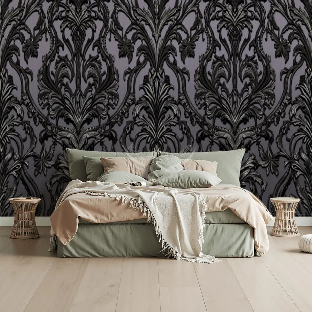 Dark Steampunk 3D Damask Unpasted Mural Wallpaper 144’’x100’’ - 144’’x100’’ - Wall Coverings