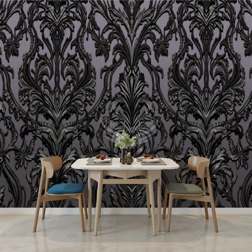 Dark Steampunk 3D Damask Unpasted Mural Wallpaper 144’’x100’’ - 144’’x100’’ - Wall Coverings