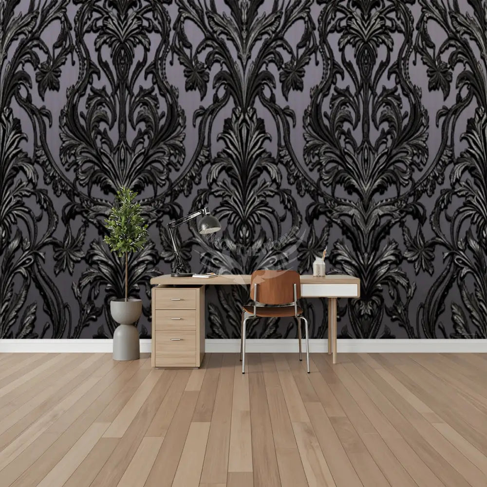Dark Steampunk 3D Damask Unpasted Mural Wallpaper 144’’x100’’ - 144’’x100’’ - Wall Coverings